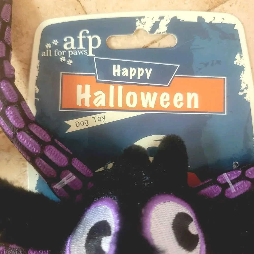AFP Halloween Spider Dog Toy Squeaky Plush Purple Black NWT All For Paws